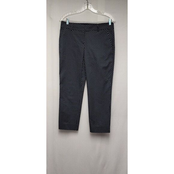 Ann Taylor Women's 2 Cambridge Crop Navy White Polka Dots Ankle Pants - Picture 2 of 9